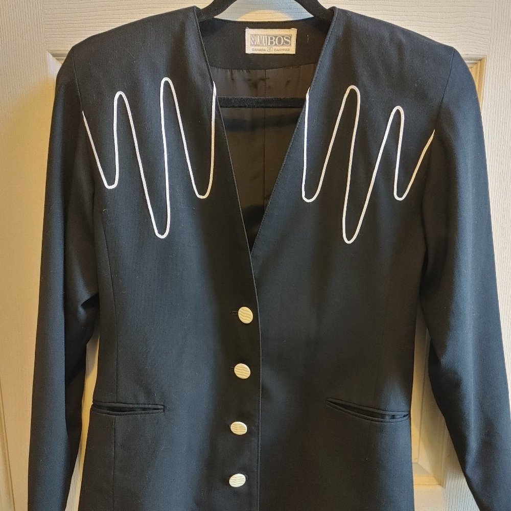 Vintage Selma Bos/Canadian Ladies Black Blazer Sized 8